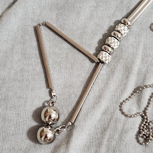 Peach gray or pink drape neck top sleeve detail necklace Size SMALL NWT - Picture 10 of 11